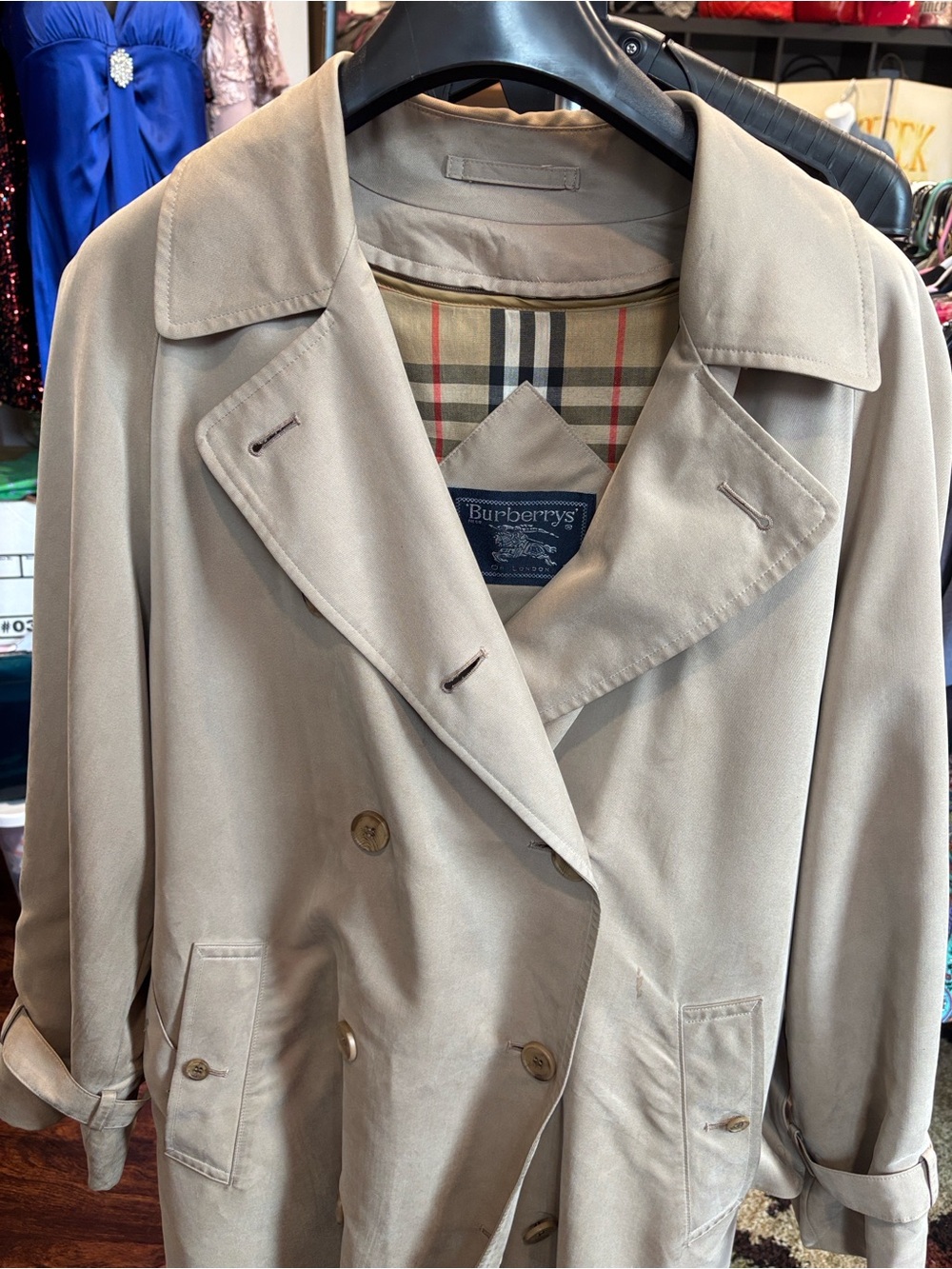 Burberry Beige Double-Breasted Trench Coat with Belt